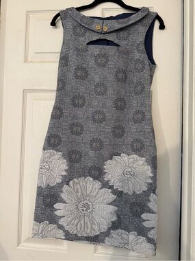 Esito Floral Jacquard Retro Shift Dress With Keyhole & Peter Pan Collar